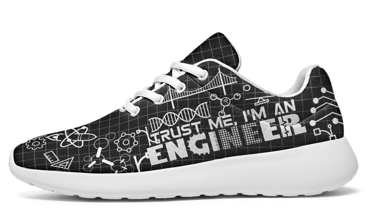 Baskets basses noires ingénieur motif Trust Me I'm An Engineer formules engrenages, vue profil droit
