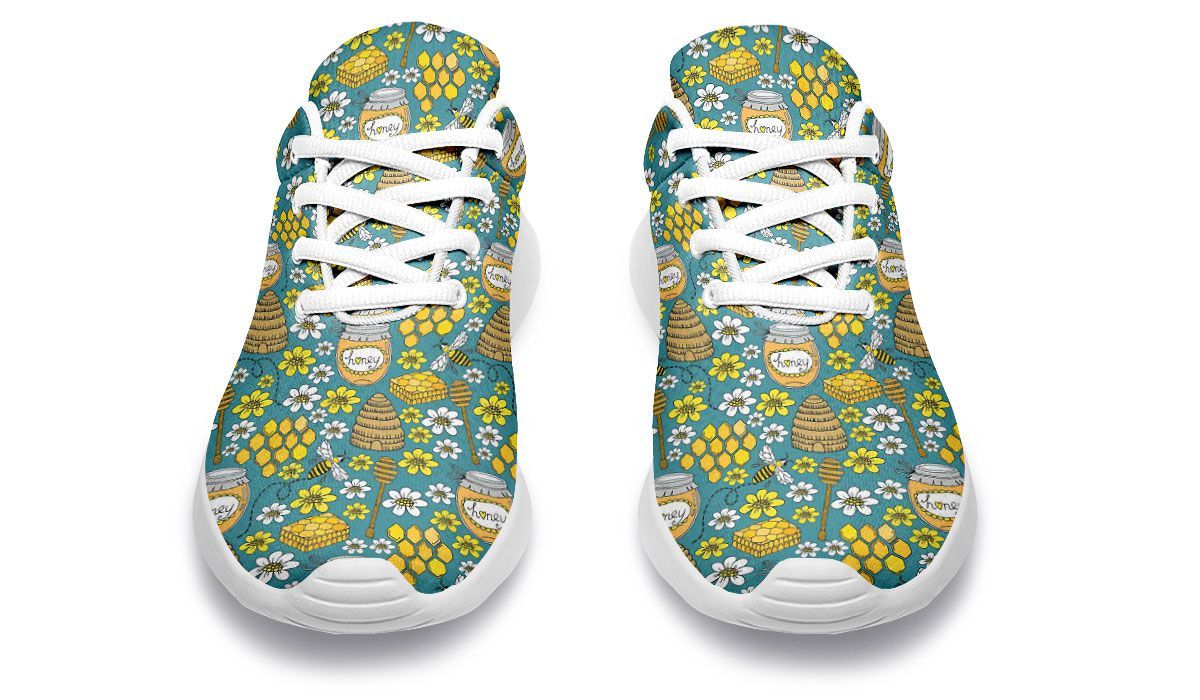 Basket basse abeille bleu turquoise vue dos imprimé abeilles design coloré sneakers urbaines