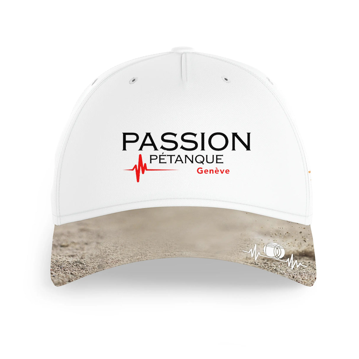 Casquette Passion Pétanque Genève variante coloris design lignes courbes logo association
