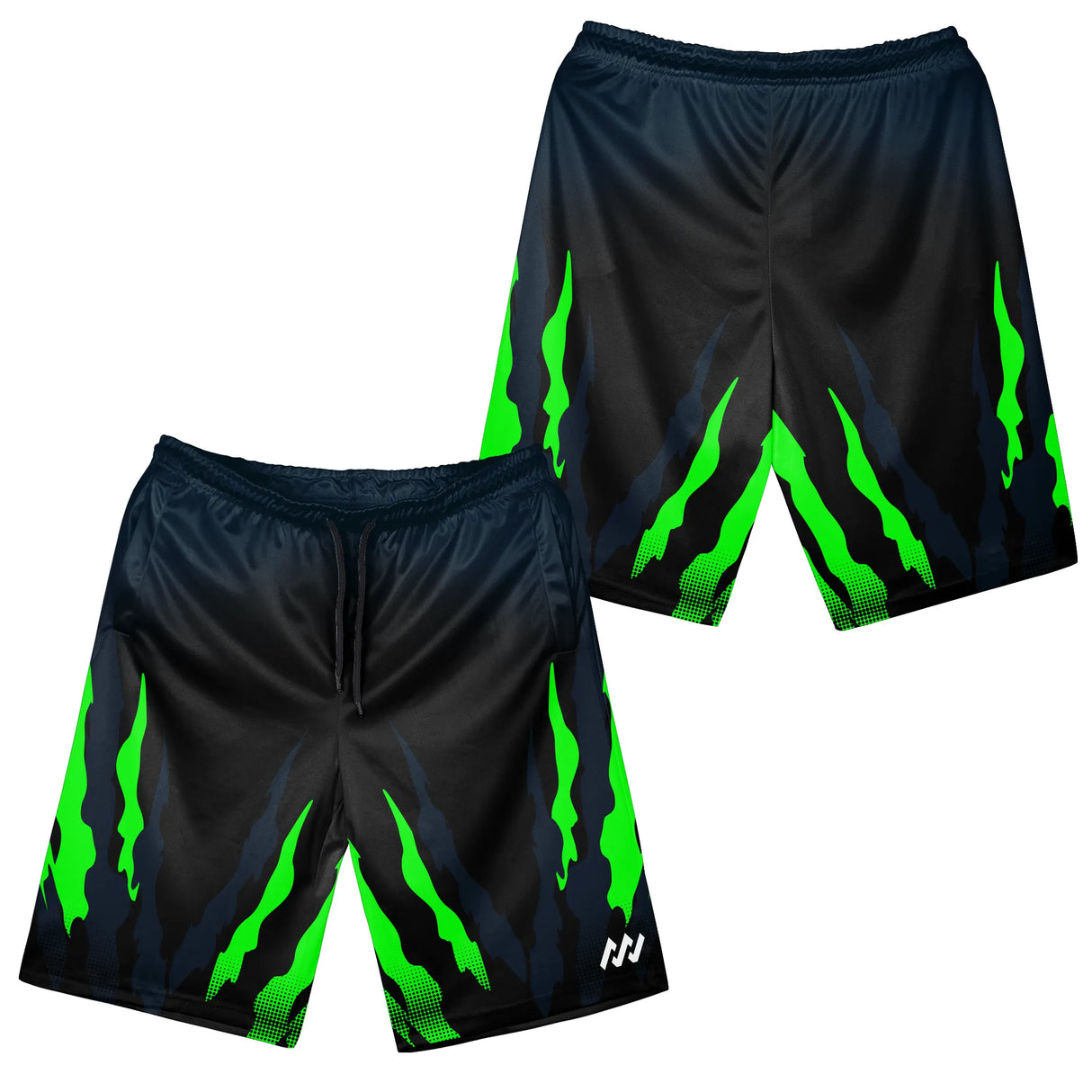 Short all-over pétanque noir et vert assorti au polo griffes graphiques pour bouliste