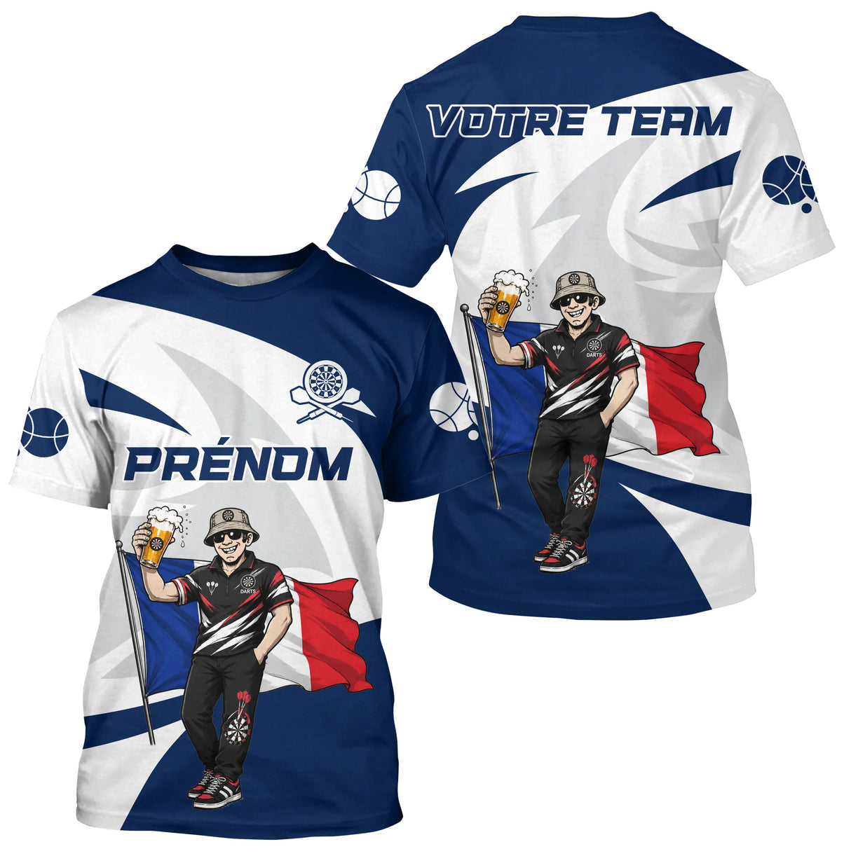 Polo Fléchettes Personnalisé - Style Supporter Français
