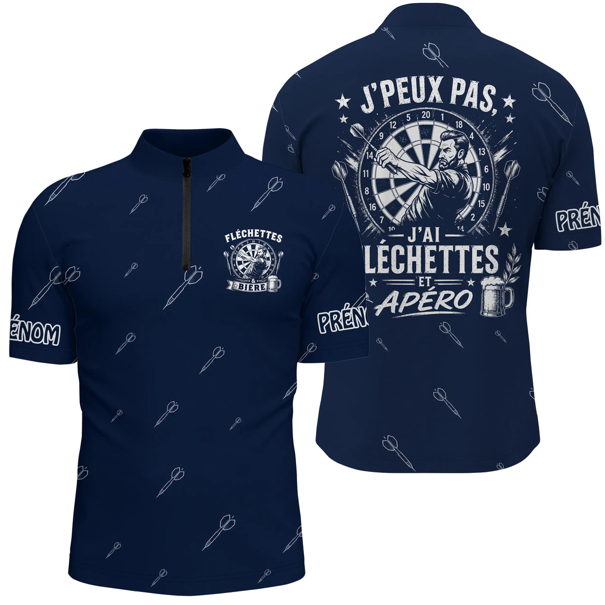 Polo Fléchettes Personnalisé - Bleu Marine Humour