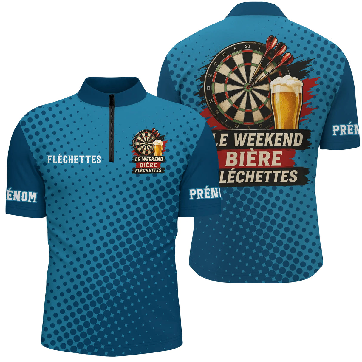 Maillot Fléchettes Personnalisé Bleu - Bière & Humour
