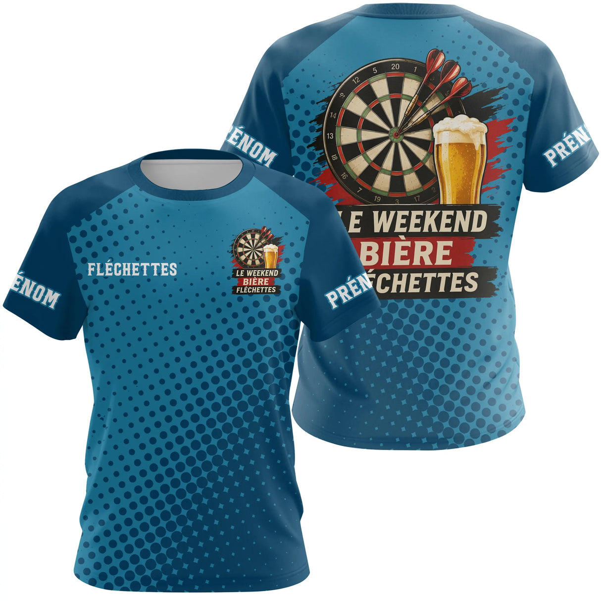 Maillot Fléchettes Personnalisé Bleu - Bière & Humour