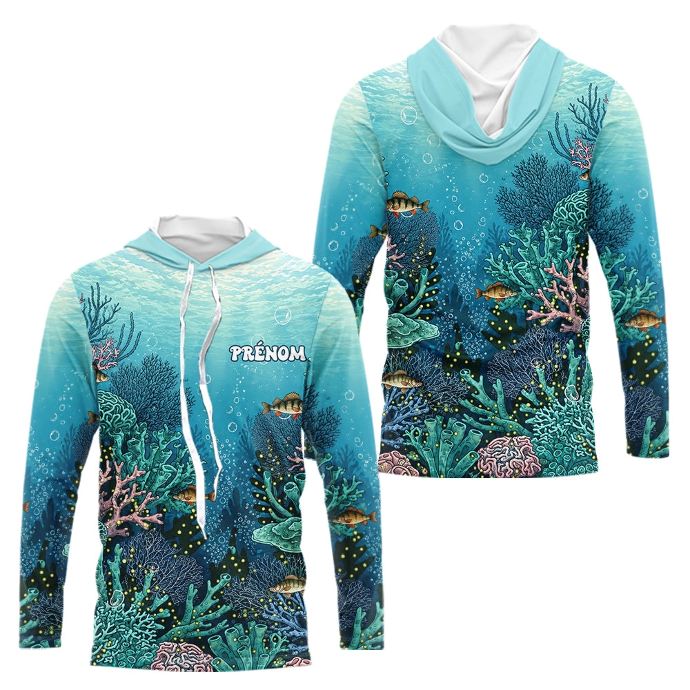 F01D0302102026_87_LHPolo Pêche Personnalisé - Récif Bleu & Perche 3D - Long Sleeves Hoodie Homme