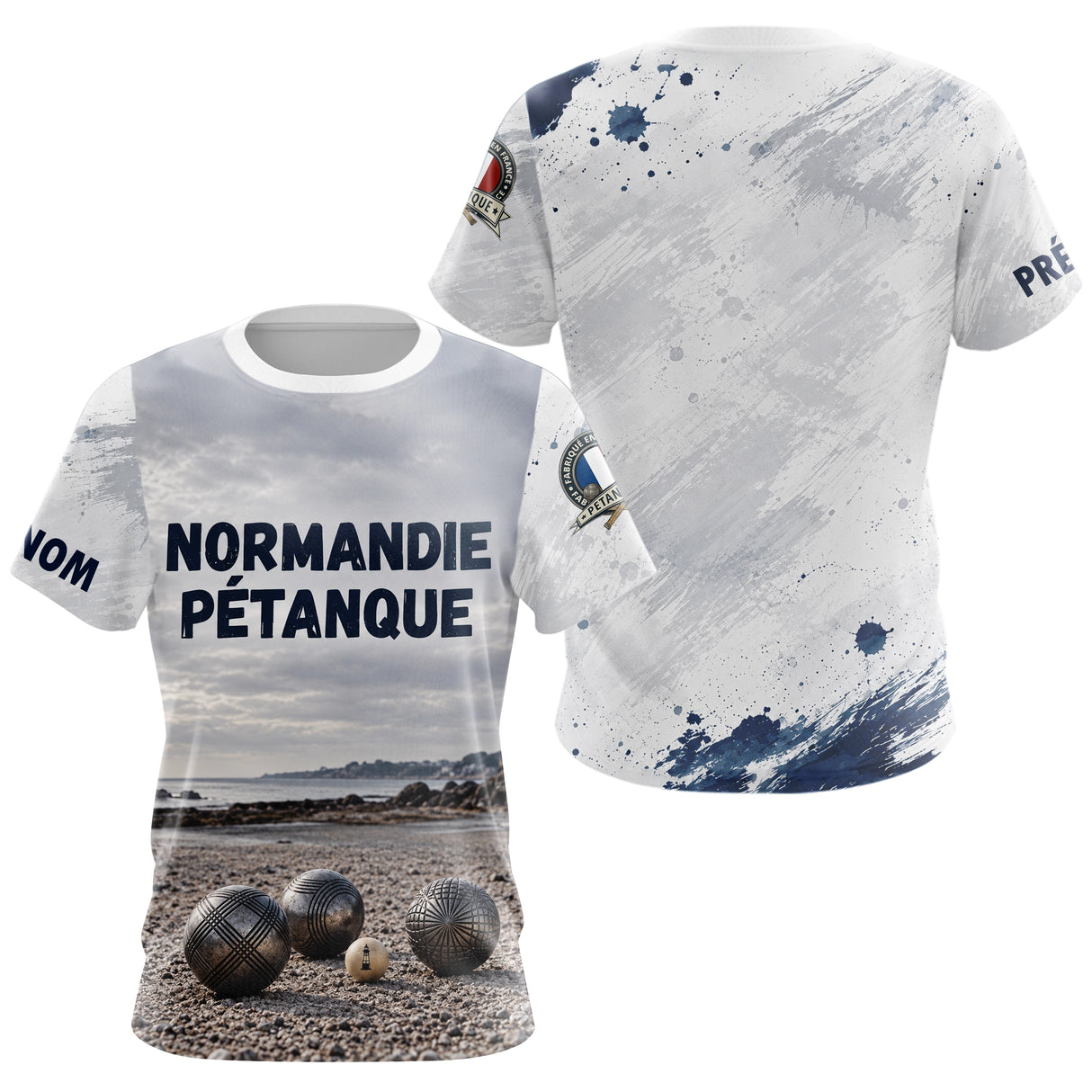 Polo Pétanque Normandie Blanc & Bleu - Style Rétro Équipe