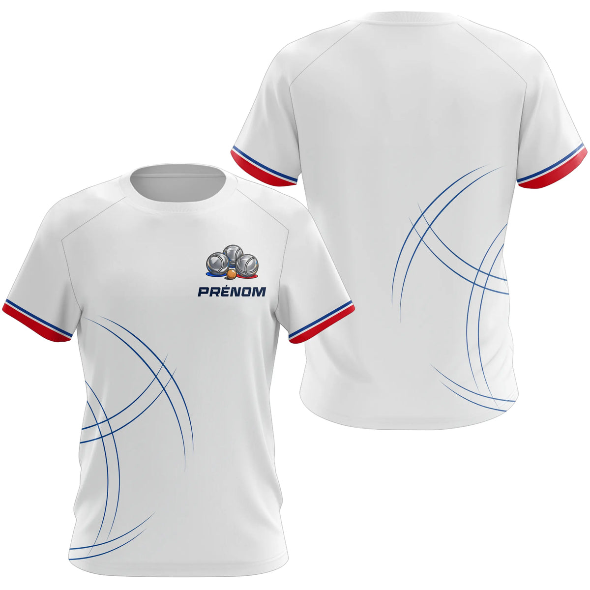 Polo Pétanque Équipe Personnalisé - Style Français Blanc