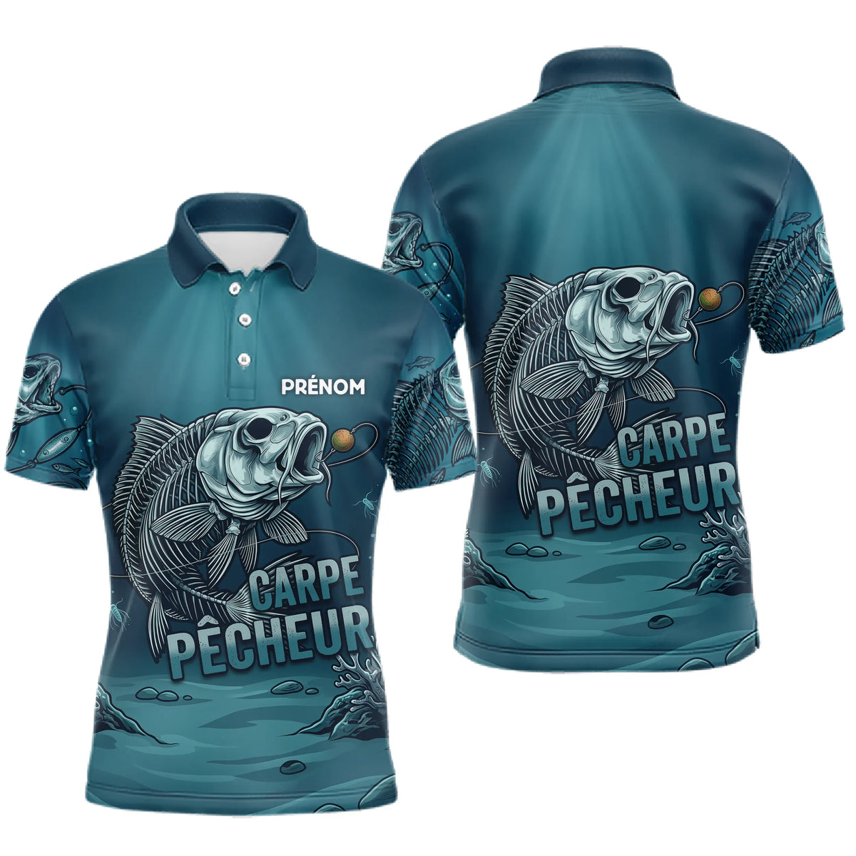 Polo Pêcheur Carpe Blanche Sur Mesure - Blanc