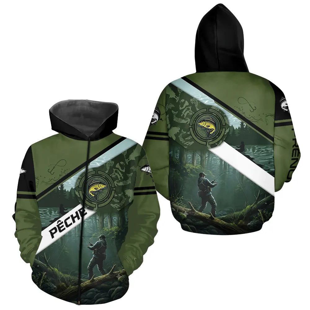 Maillot de Pêche Spécial Carpiste - Vert Kaki Homme Passion
