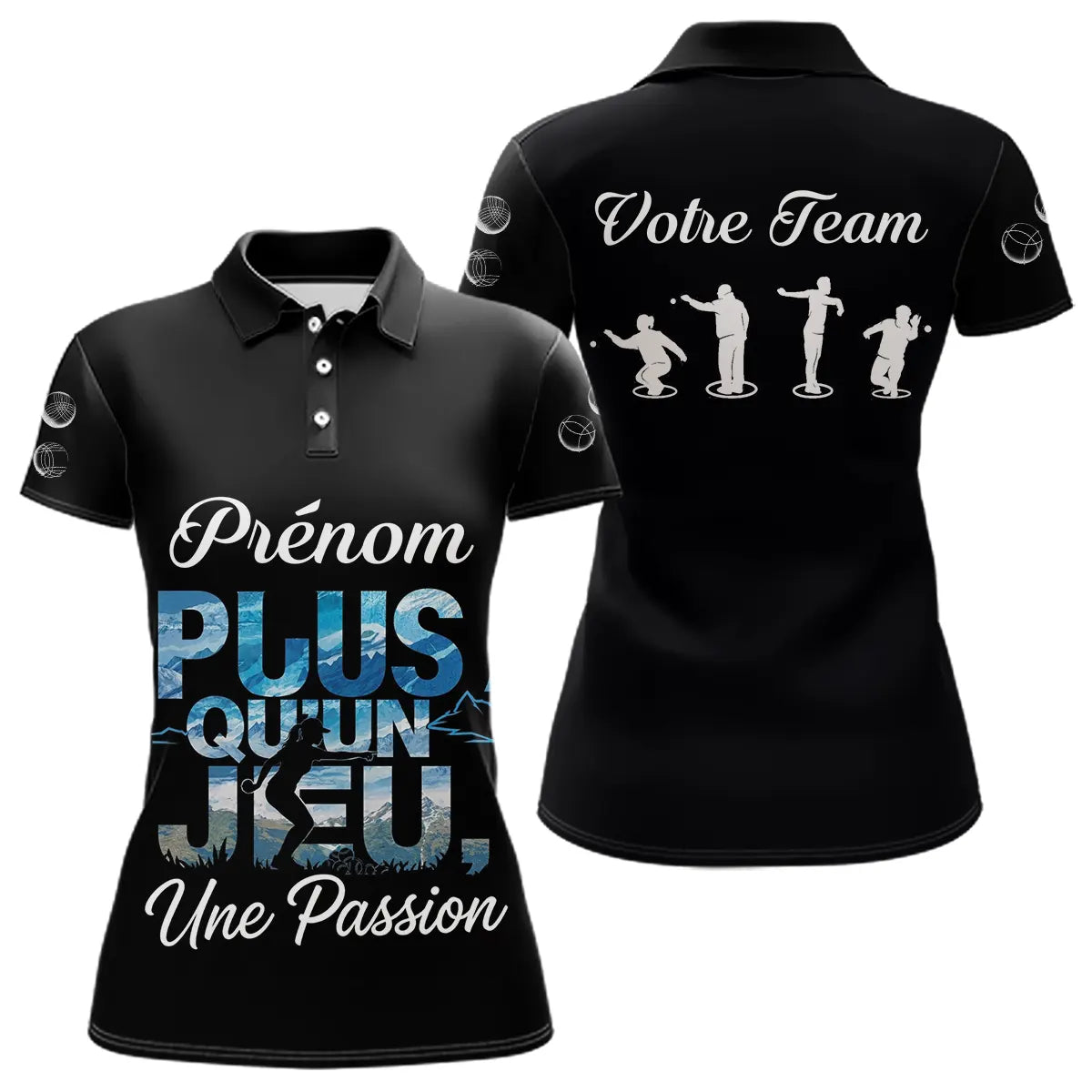 Polo Pétanque Personnalisé Noir - Passion & Équipe