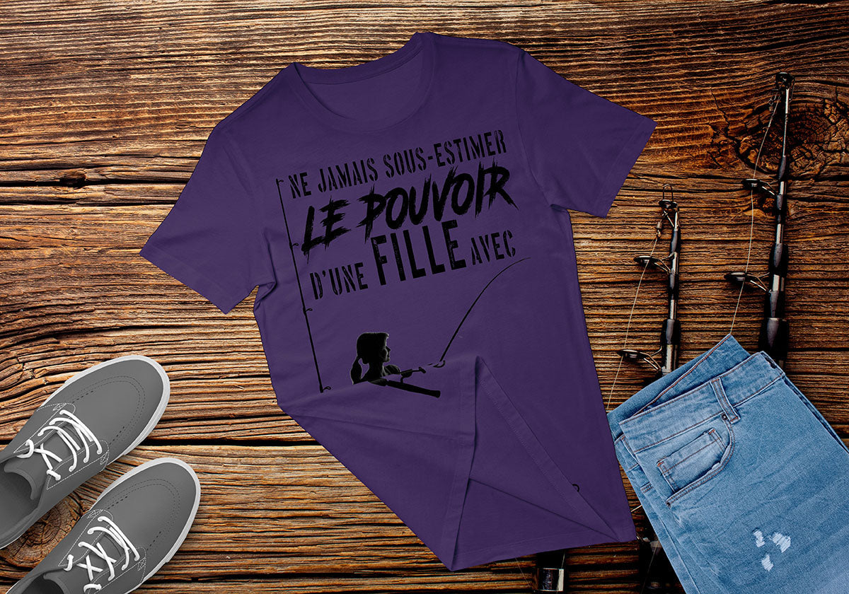 T-shirt humour pêche femme silhouette pêcheuse coloris alternatif