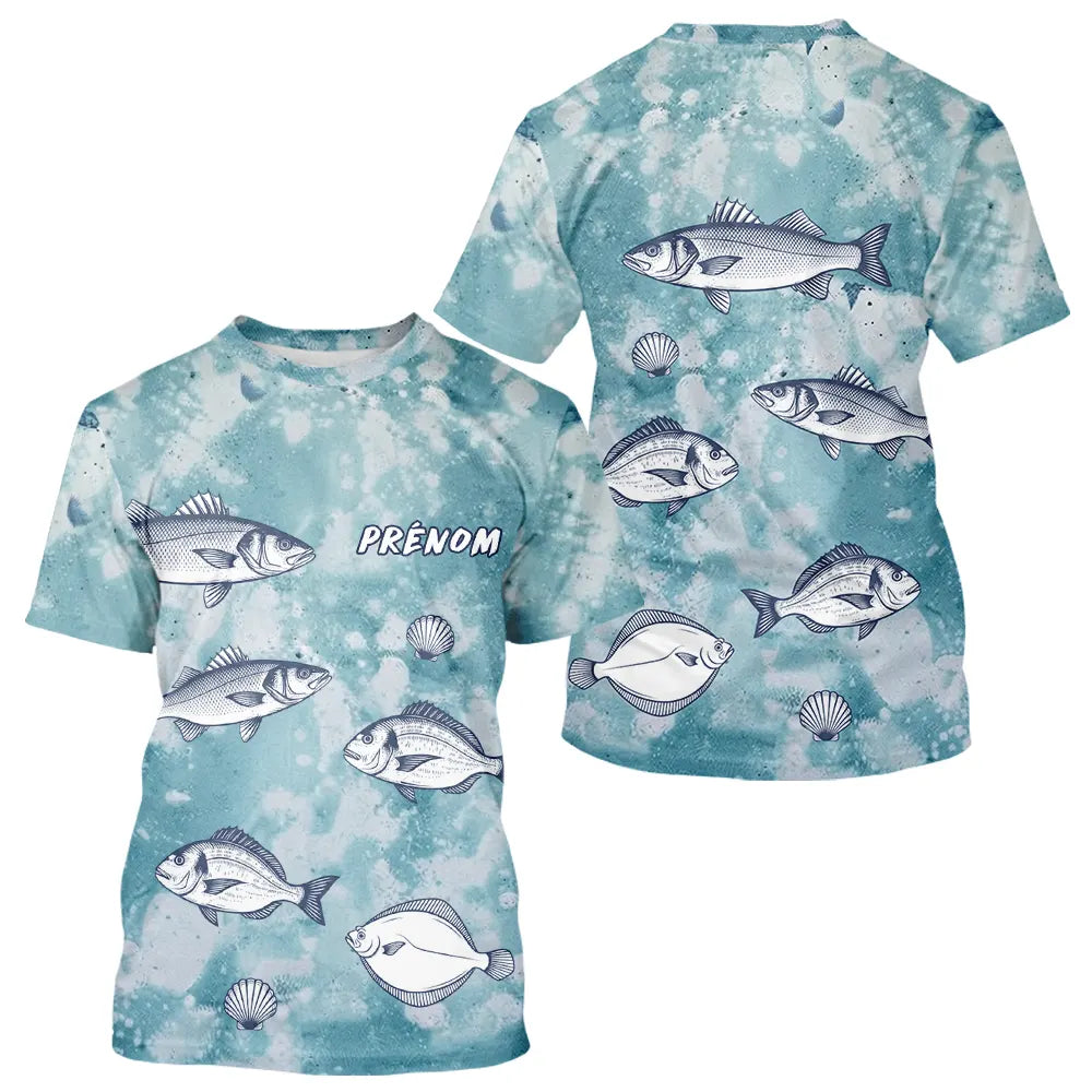 Hoodie Pêcheur Nom Personnalisable - Bleu D'eau - T-Shirt Homme