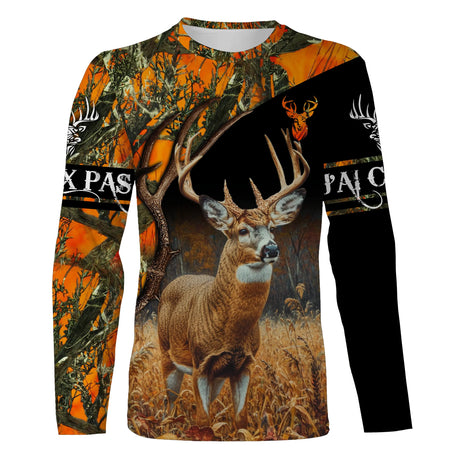 Chasse Au Cerf, Camouflage Chasse, J'peux Pas, J'ai Chasse - CT07112229 T-shirt Manches Longues All Over Unisexe