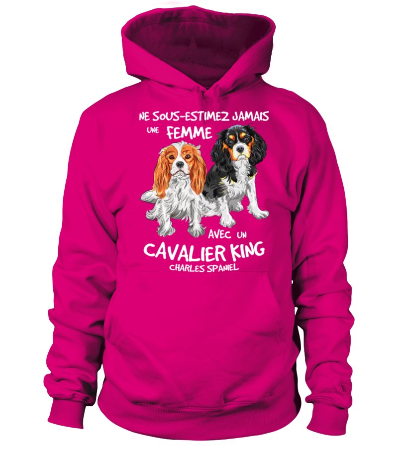 Sweat zippé Cavalier King Charles Spaniel femme noir motif spaniel cavalier deux chiens humour maîtresse