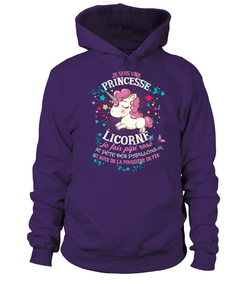Princesse Licorne Tshirt Cadeau Femme CTS24032201 Sweat Ă Capuche Noir Violet