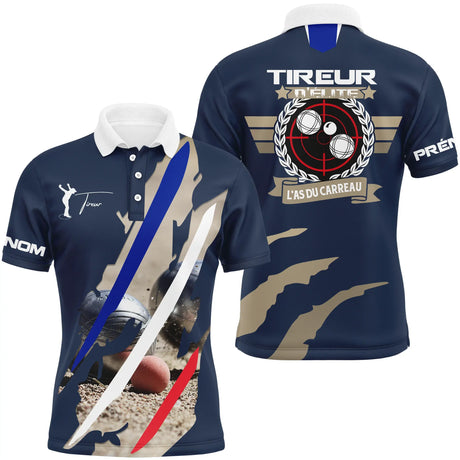 Polo Tireur d'Élite Pétanque - Maillot de Compétition pour As du Carreau - CT02032455 Polo Homme Marine