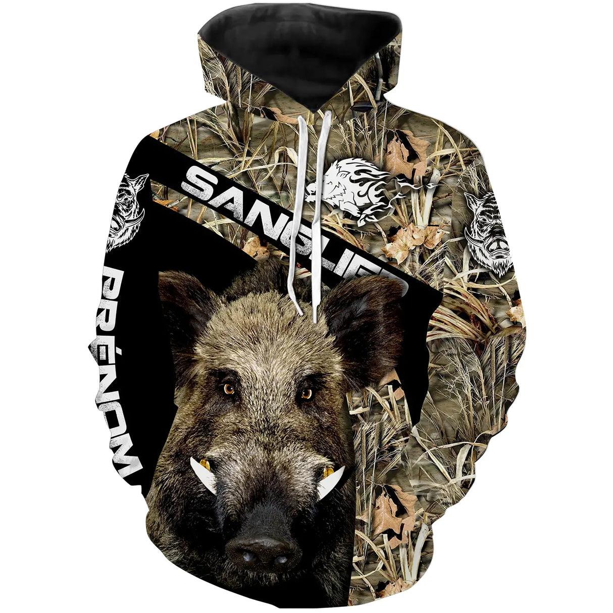 T-shirt anti UV manches longues chasse sanglier camo orange, vêtement halieutique pour battue collective