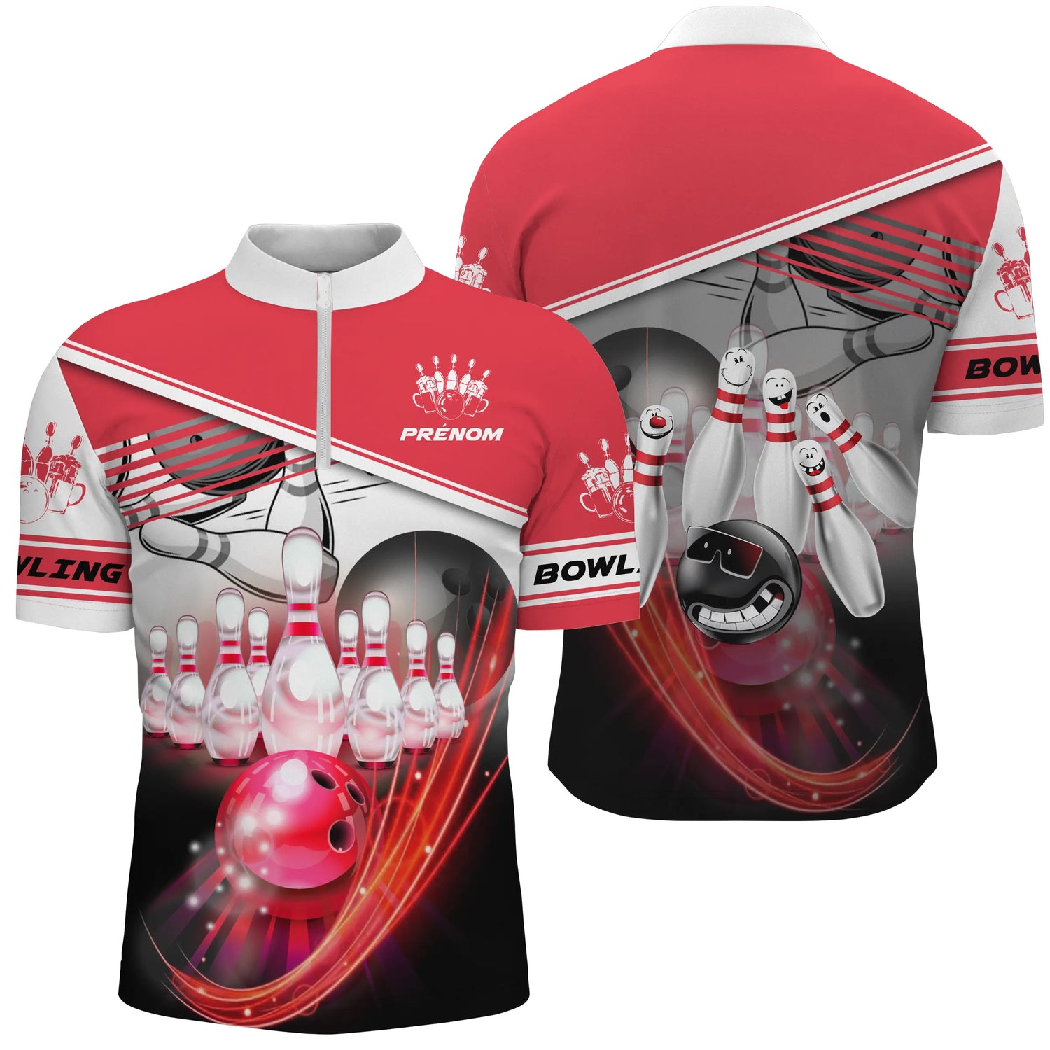 đŻ Maillot de Bowling PersonnalisĂ© â Homme & Femme â Couleurs au choix - A05092411 - Polo Homme rouge