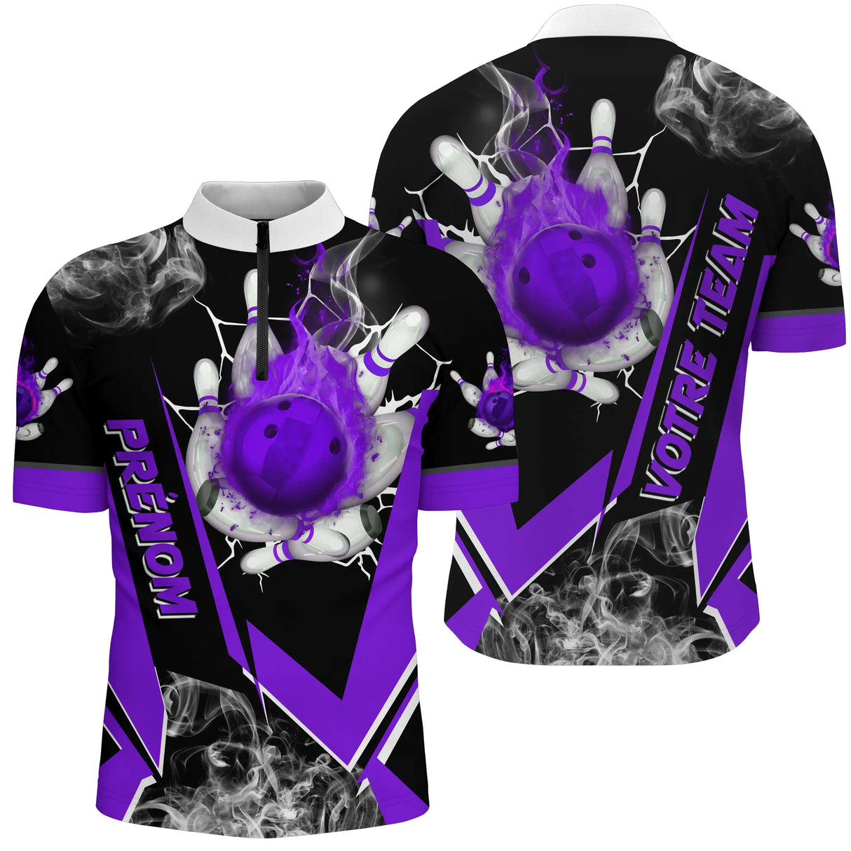 Maillot bowling personnalisé homme pourpre, variante coloris pour team et club