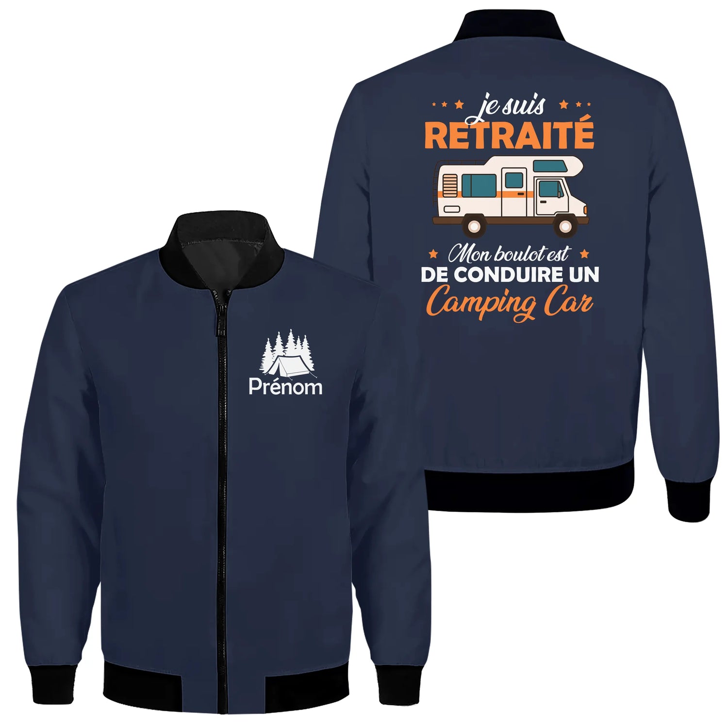 Veste et T-shirt Retraité Camping-Car | Confort & Style Voyage - A06012501 - Veste zippée marine