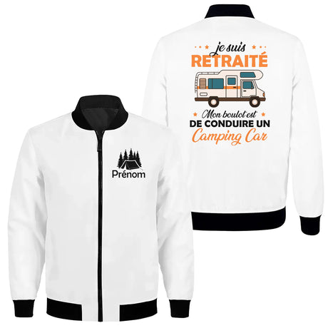 Veste et T-shirt Retraité Camping-Car | Confort & Style Voyage - A06012501 - Veste zippée blanche