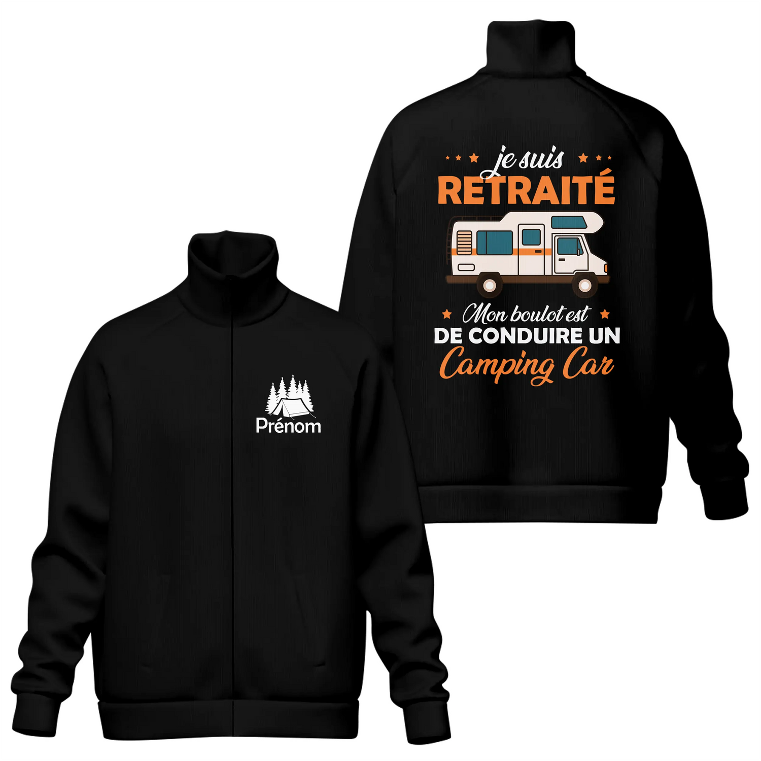 Veste et T-shirt Retraité Camping-Car | Confort & Style Voyage - A06012501 - Veste col montant noire