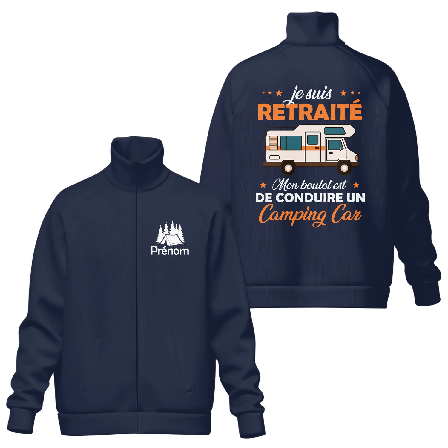 Veste et T-shirt Retraité Camping-Car | Confort & Style Voyage - A06012501 - Veste col montant marine