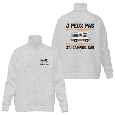 Veste et T-shirt Camping-Car | J'Peux Pas, J'ai Camping-Car | Cadeau Fan Vanlife - A06012502 - Veste col montant grise