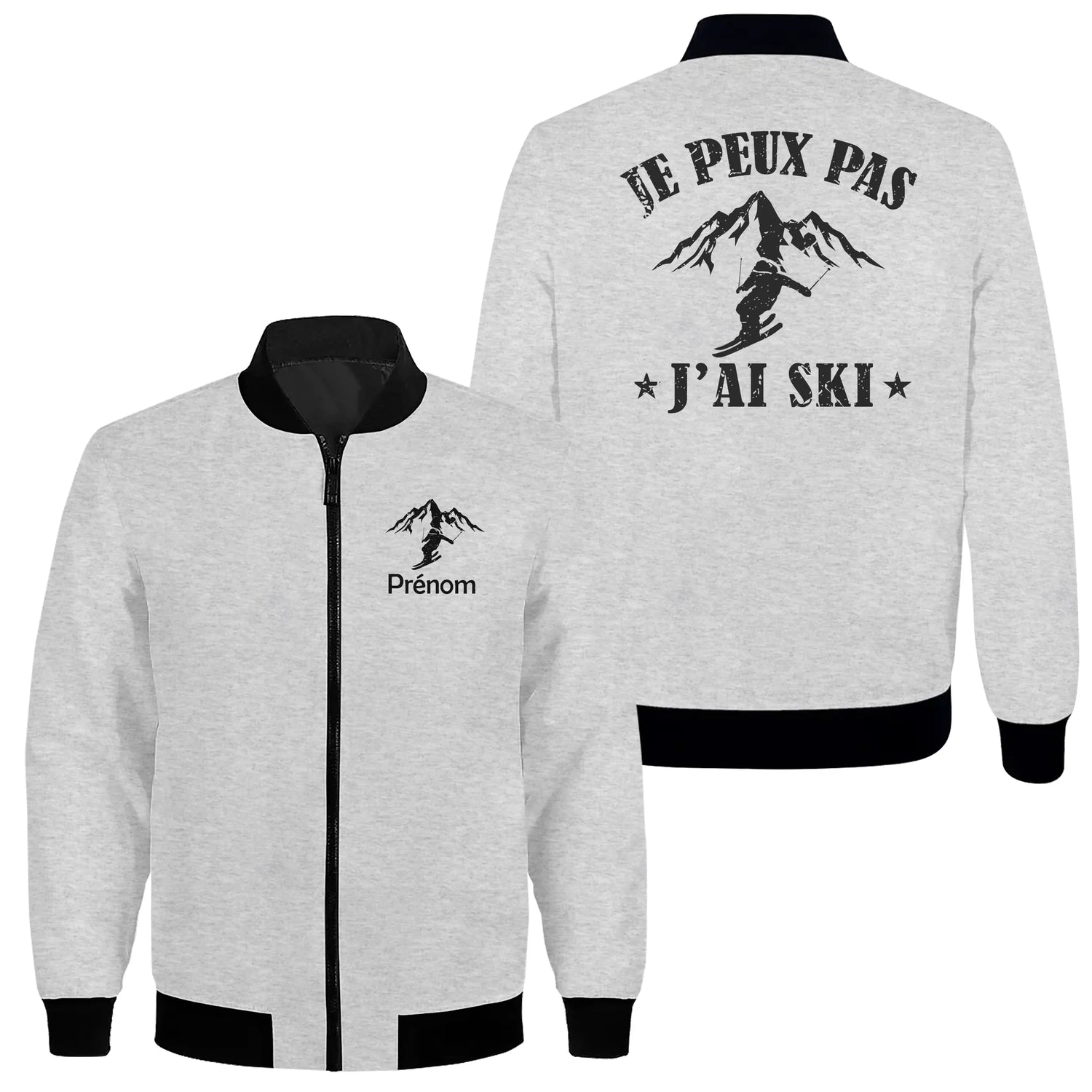 Veste & T-shirt Ski - Je Peux Pas, J'ai Ski | Mode Hiver & Cadeau Skieur - A06012503 - Veste zippée grise