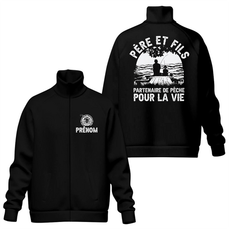 Veste & T-shirt Père et Fils – Partenaire de Pêche pour la Vie | Cadeau Personnalisé - A06012505 - veste col montant noire