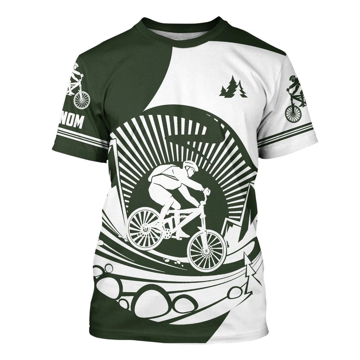 T-Shirt Vélo VTT Dynamique - Confort, Style Sportif - CT07022433 -  T-shirt All Over Col Rond Unisexe - Forest