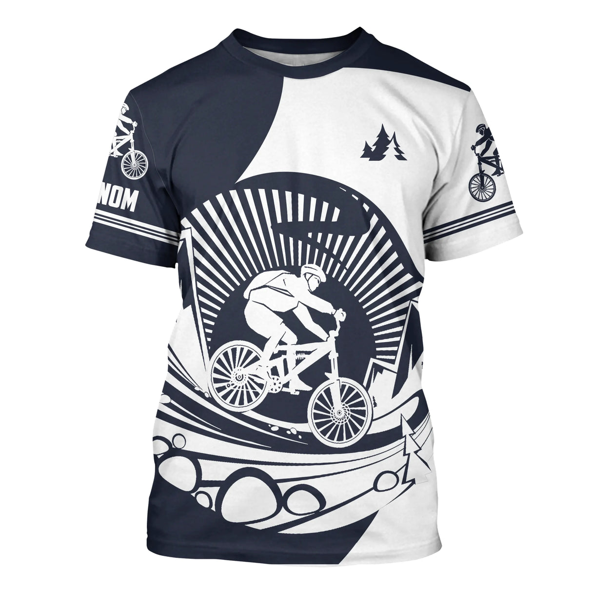 T-Shirt Vélo VTT Dynamique - Confort, Style Sportif - CT07022433 -  T-shirt All Over Col Rond Unisexe - Navy