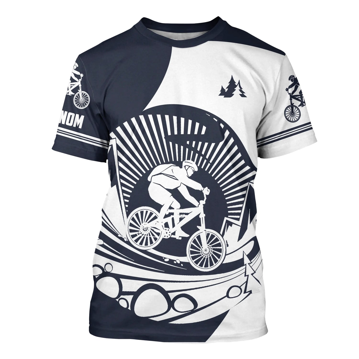 T-Shirt Vélo VTT Dynamique - Confort, Style Sportif - CT07022433 -  T-shirt All Over Col Rond Unisexe - Navy