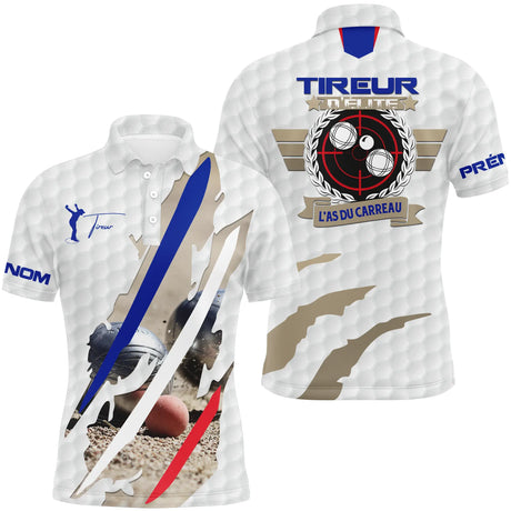 Polo Tireur d'Élite Pétanque - Maillot de Compétition pour As du Carreau - CT02032455 Polo Homme Blanc