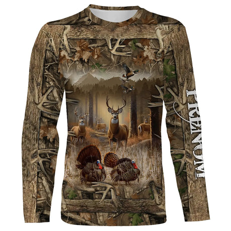 T-shirt Camouflage Chasse Au Cerf, Corne De Cerf, Cadeau Personnalisé Chasseur - CT07092237 T-shirt All Over Manches Longues Unisexe