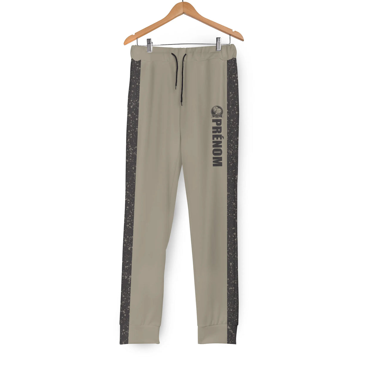 Pantalon jogging pétanque kaki sable assorti au polo silhouettes de joueurs et prénom