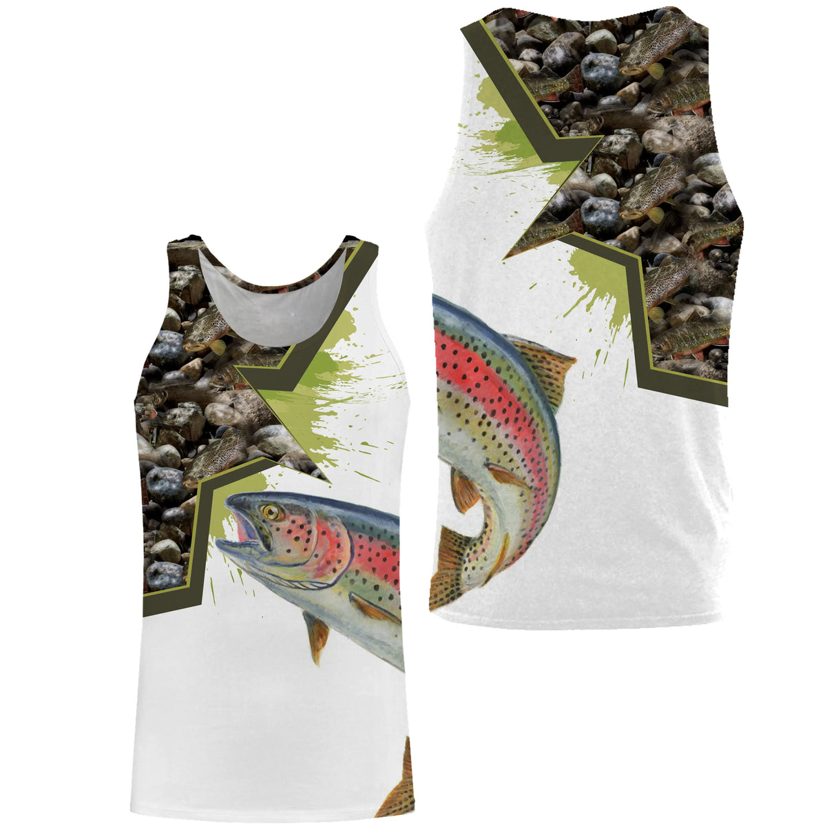 Sweat zippé pêche truite camouflage marais motif truite all-over prénom personnalisé moucheur torrent montagne