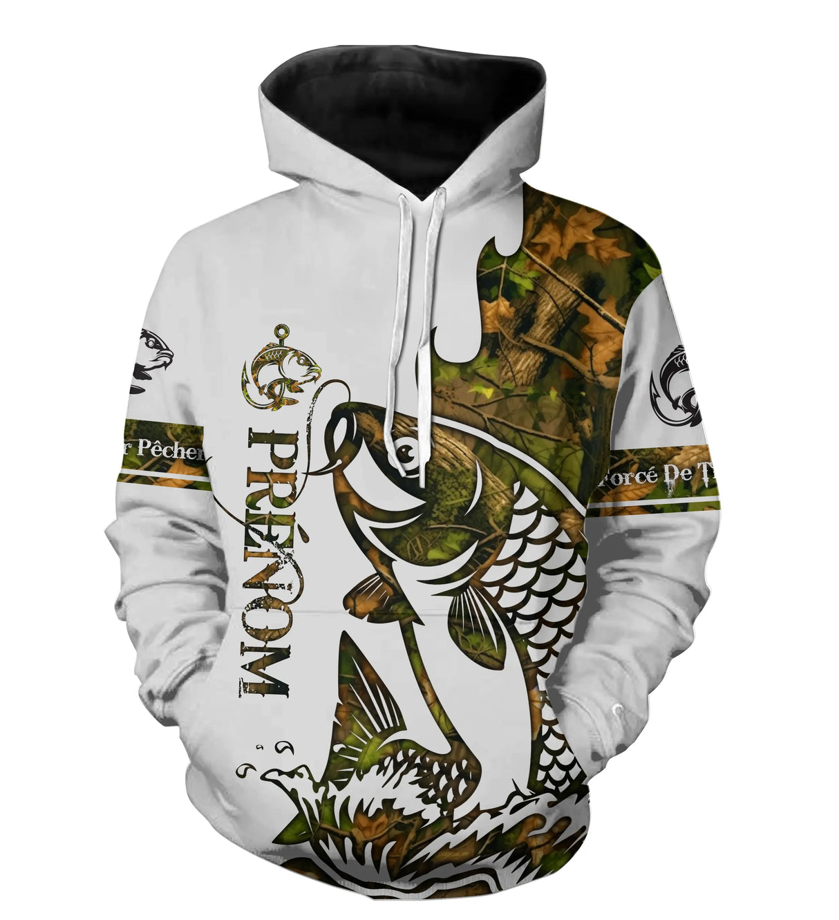 T-shirt Sweater Tatouage Camouflage PĂȘche De La Carpe, Cadeau PersonnalisĂ© PĂȘcheur - CT09012224 Sweat Ă  Capuche All Over Unisexe