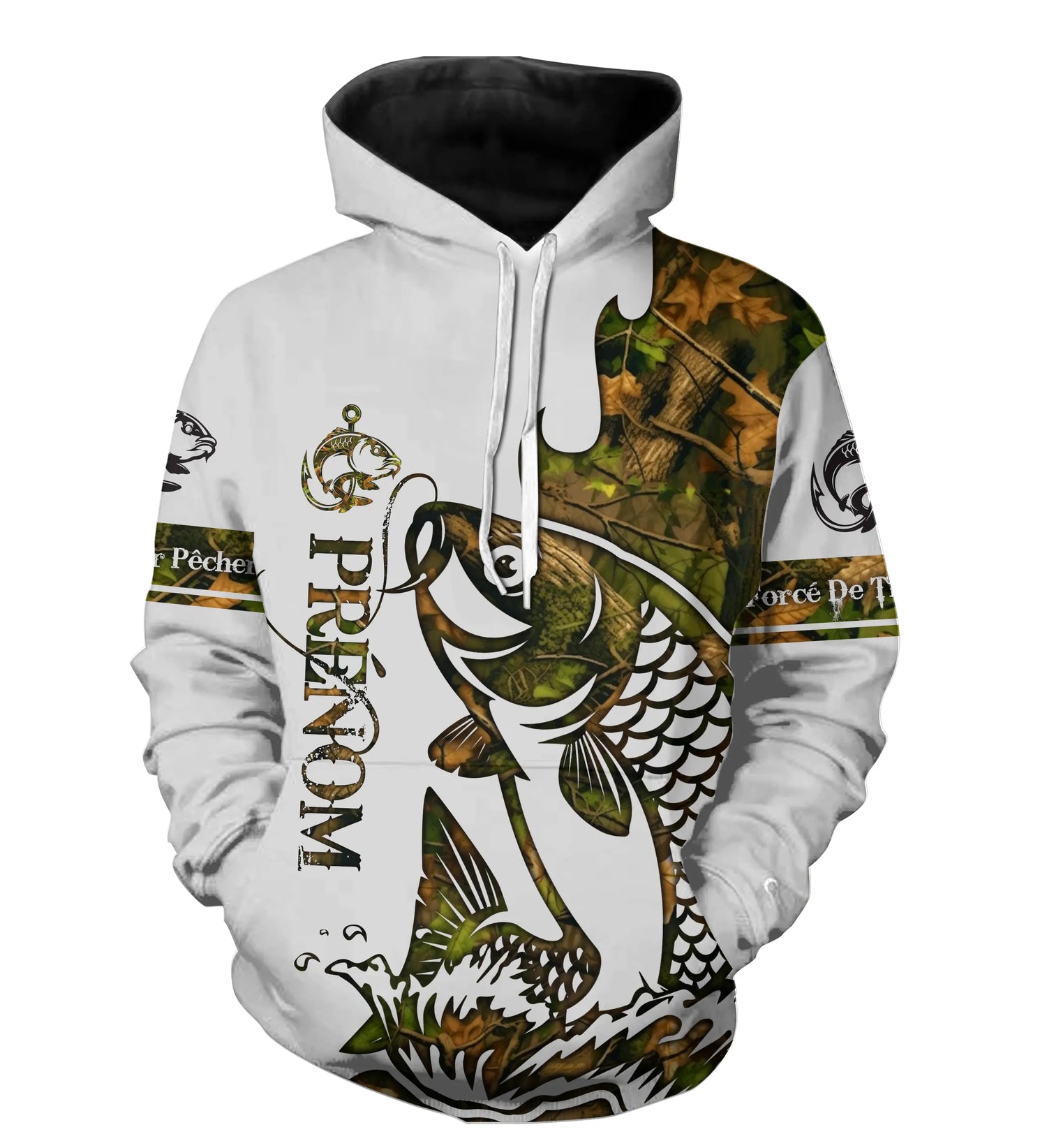 T-shirt Sweater Tatouage Camouflage PĂȘche De La Carpe, Cadeau PersonnalisĂ© PĂȘcheur - CT09012224 Sweat Ă  Capuche All Over Unisexe