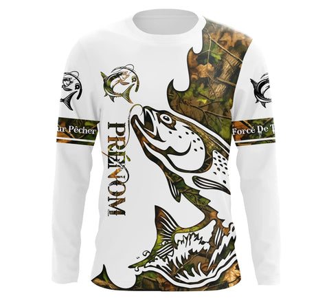 T-shirt Sweater Tatouage Camouflage Pêche Du Saumon, Cadeau Personnalisé Pêcheur - CT09012225 Anti UV T-shirt Manches Longues Unisexe