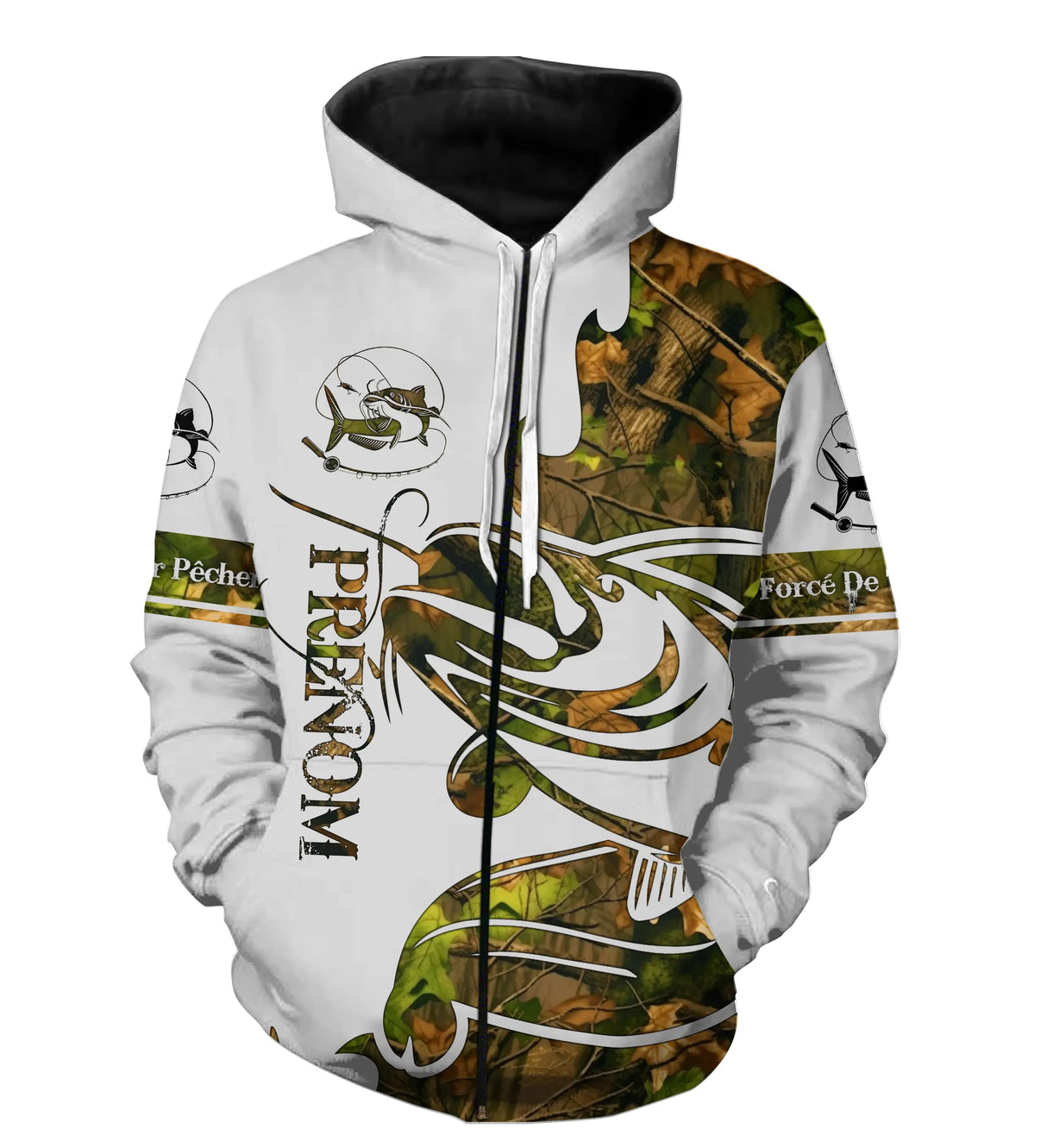 T-shirt Sweater Tatouage Camouflage PĂȘche Du Silure, Cadeau PersonnalisĂ© PĂȘcheur - CT09012227 Sweat ZippĂ© All Over Unisexe