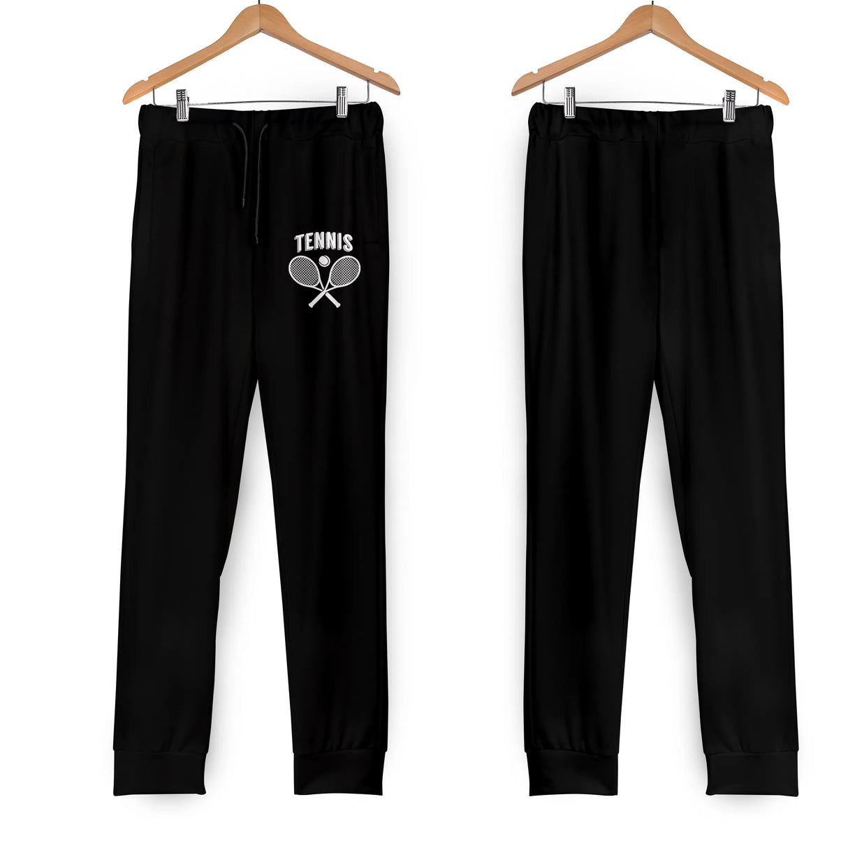 Jogging tennis homme noir coupe slim raquettes croisées TENNIS imprimé cuisse cordon serrage