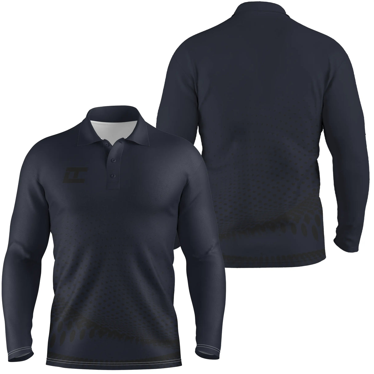 Polo manches longues sport unisexe bleu marine profond uni tissu technique respirant intemporel