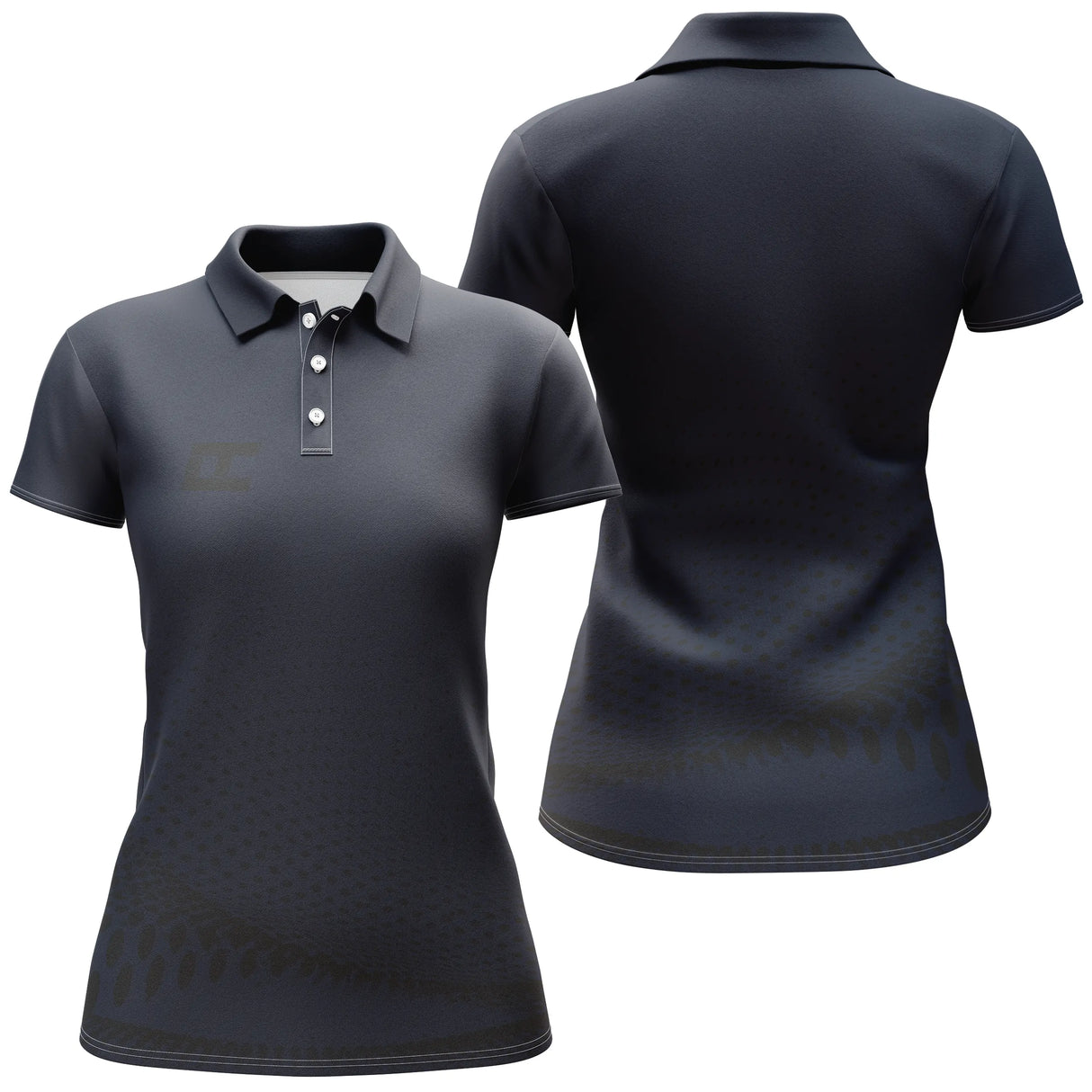 Polo sport femme bleu marine élégant uni coupe cintrée tissu technique respirant