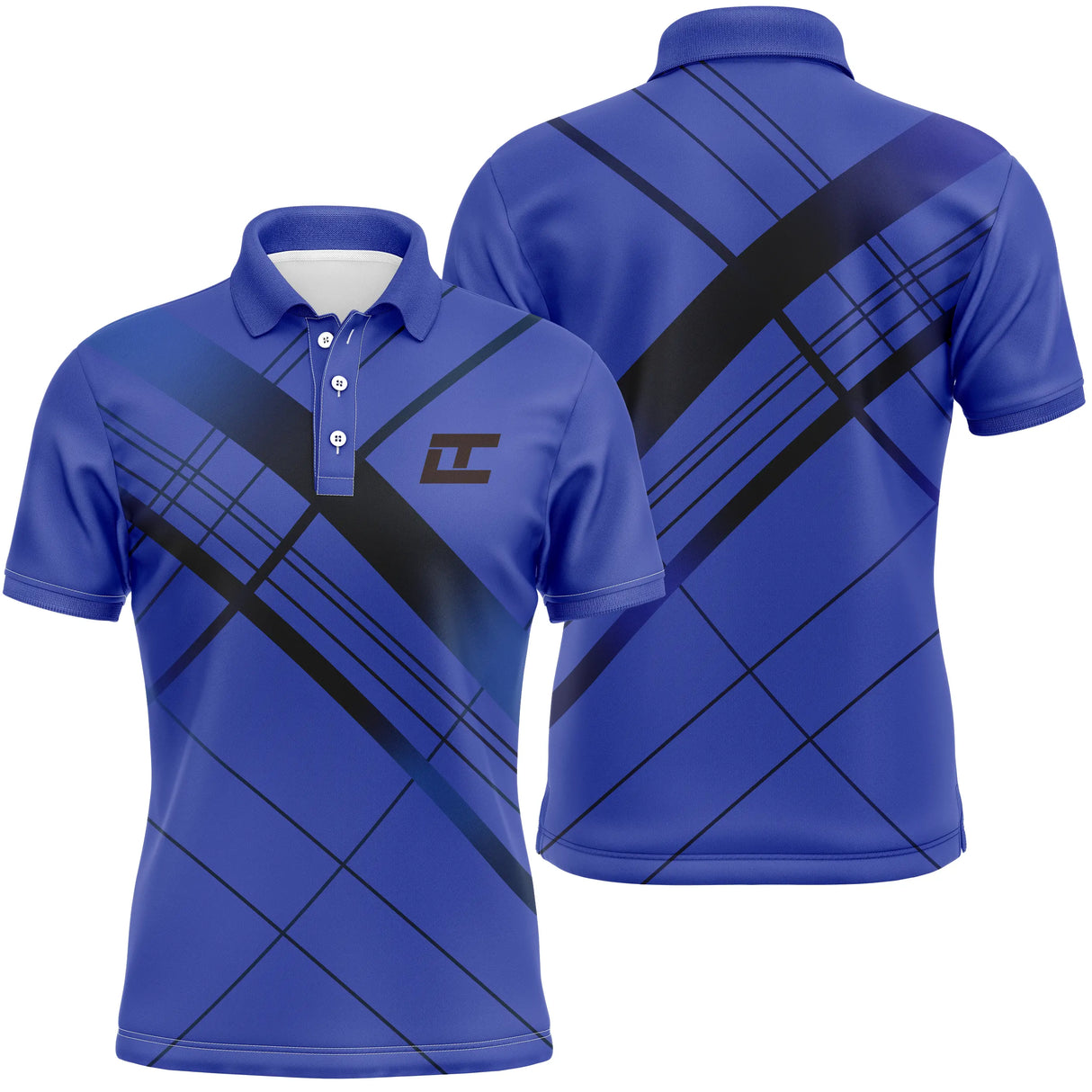 Polo golf homme bleu marine rayures diagonales croisées coupe ajustée séchage rapide léger