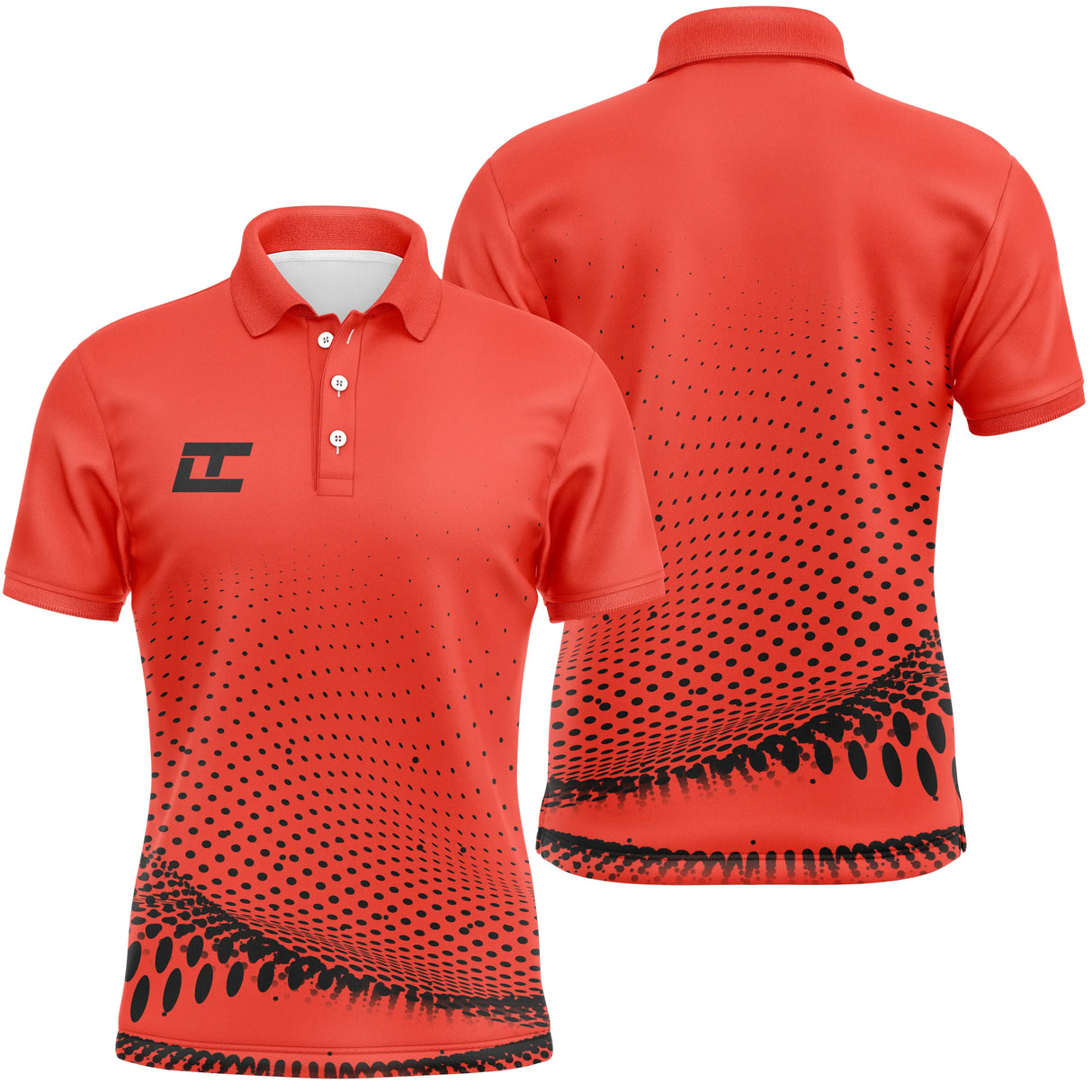 Polo golf homme rouge intense dégradé pointillé bas de polo séchage rapide été