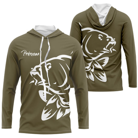 T-shirt carpe personnalisé – Cadeau parfait pour passionnés de pêche - A10092404 - Anti-UV T-shirt manches longues à capuche