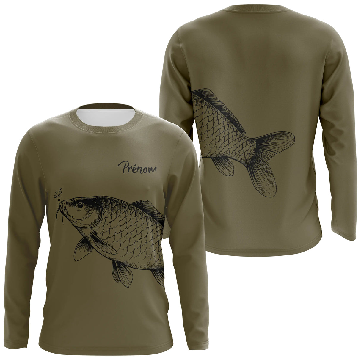 Veste et T-shirts de pêche personnalisés – Design Carpe – Confort et style pour passionnés - A10092405 - Anti-UV T-shirt manches longues