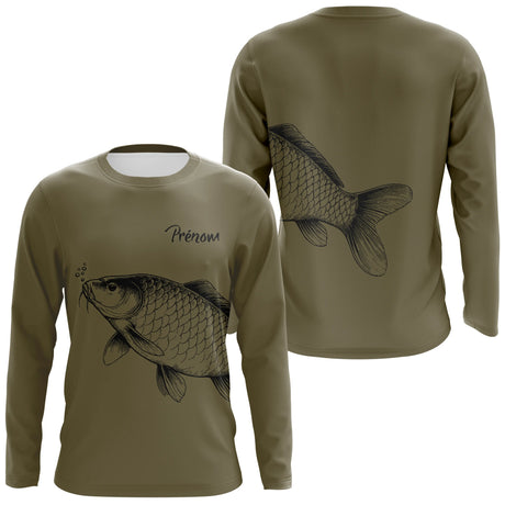 Veste et T-shirts de pêche personnalisés – Design Carpe – Confort et style pour passionnés - A10092405 - Anti-UV T-shirt manches longues