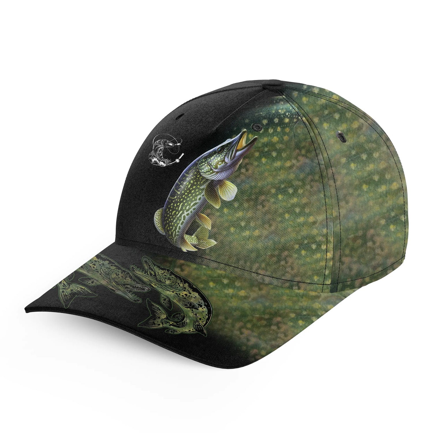 Alpenext - Casquette Pour Pêcheur, Pêche du Brochet, Cadeau Idéal pour Fans de Pêche, Motifs Peau du Brochet - CTS26052212